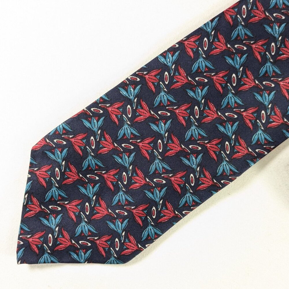 Christian Dior Monsieur Necktie, All silk Blue red pattern neck tie